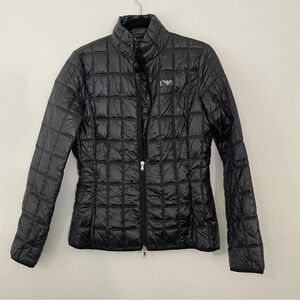 Emporio Armani Grazie Women's Black Quilted Jacket M lightweight cashmere flakes